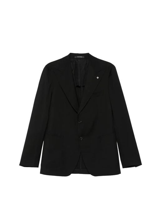Tagliatore Black Pin-Lapel Virgin-Wool Jacket for men
