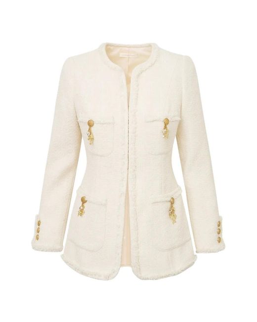 LoveShackFancy White Embellished Fringed Jacket