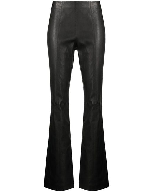 Rag & Bone Black Mid-Rise Flared Leather Trousers