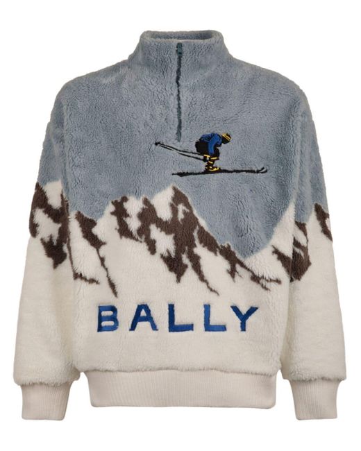 Bally Gray Logo-embroidered Fleece Sweatshirt for men