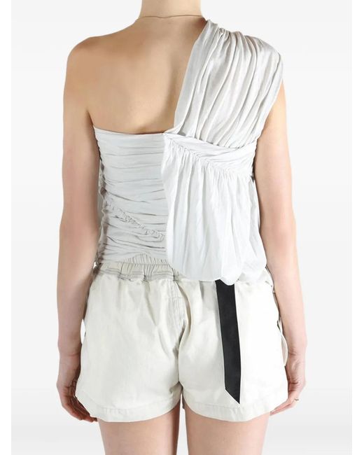 Rick Owens White Draped One-Shoulder Top