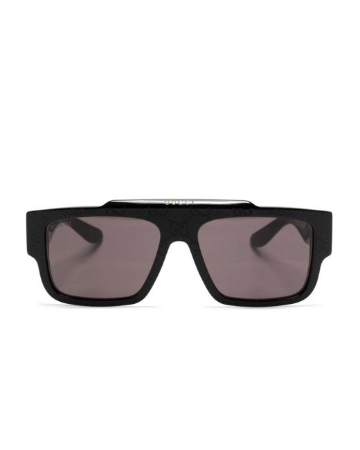 Gucci Black Guccissima Square-frame Sunglasses for men