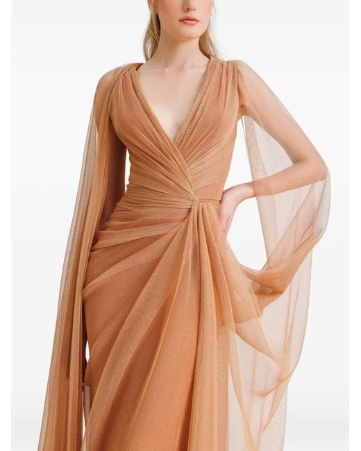 Gemy Maalouf Orange Draped Gown