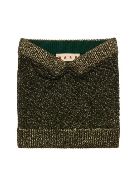 Marni Green Wool Strapless Top With Lurex Detailing
