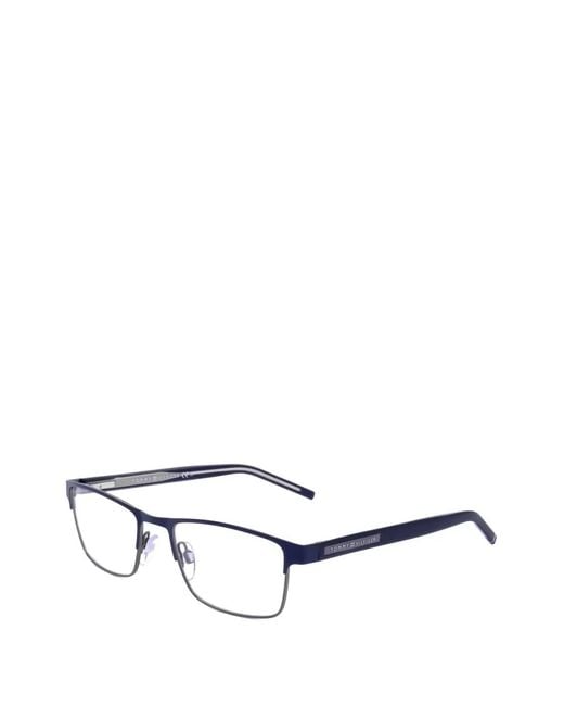Tommy Hilfiger White Matte Rectangle-Frame Glasses for men