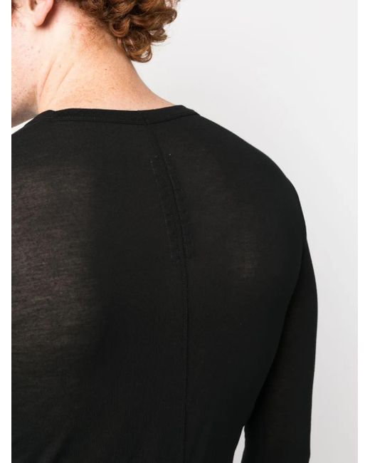 Rick Owens Black Long-Sleeved Marl-Knit T-Shirt for men