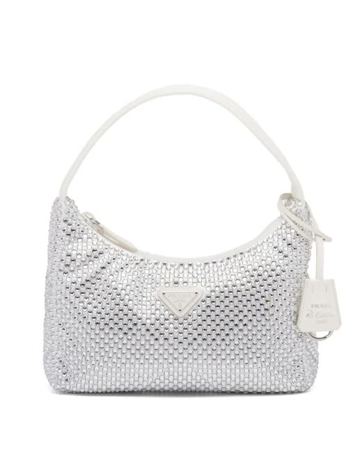Prada Gray Re-Edition Embellished Mini Bag