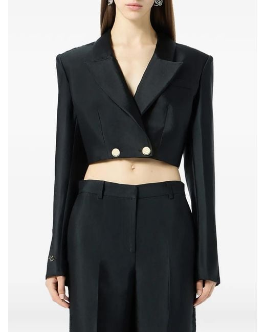 Blumarine Black Veste En Dentelle À Structure En Diagonale