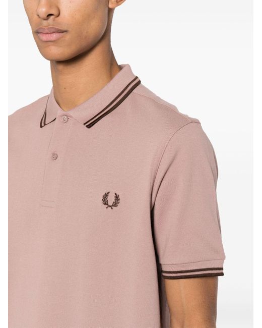 Fred Perry Logo-embroidered Cotton Polo Shirt in Pink for Men | Lyst UK