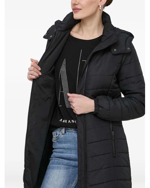 ARMANI EXCHANGE Black Hooded Zipped Quilted Puffer Jacket