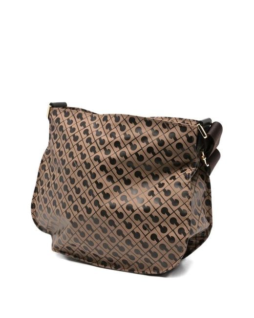 Gherardini Brown Small Monogram-Print Shoulder Bag