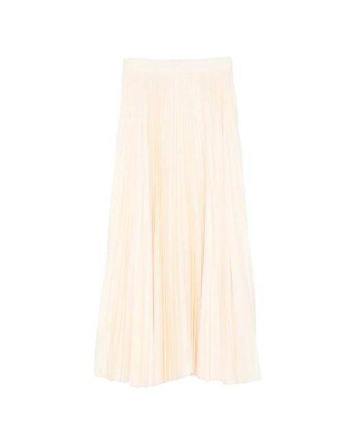 Eleventy White Pleated Midi Skirt