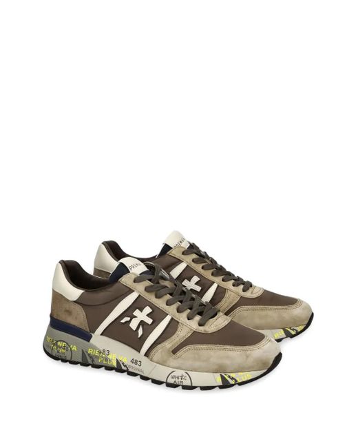 Premiata Brown Lander Cross-Detail Suede Sneakers for men