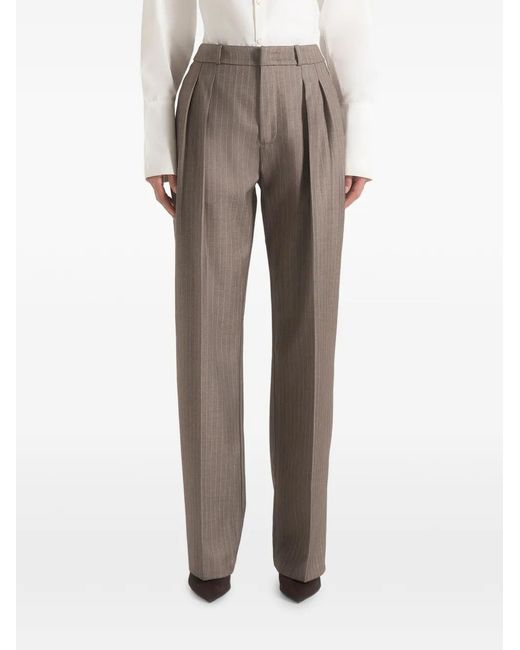 Manière De Voir Gray Julie Pinstripe-Print Pleated Tailored Trousers