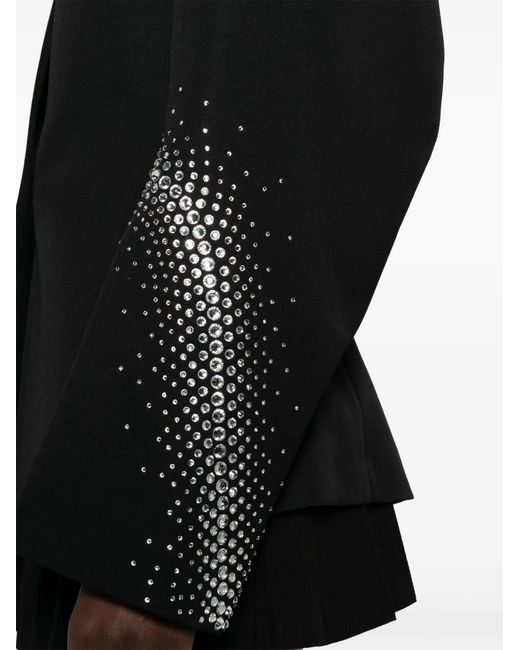 The Attico Black Rhinestone-embellished Wool Blazer