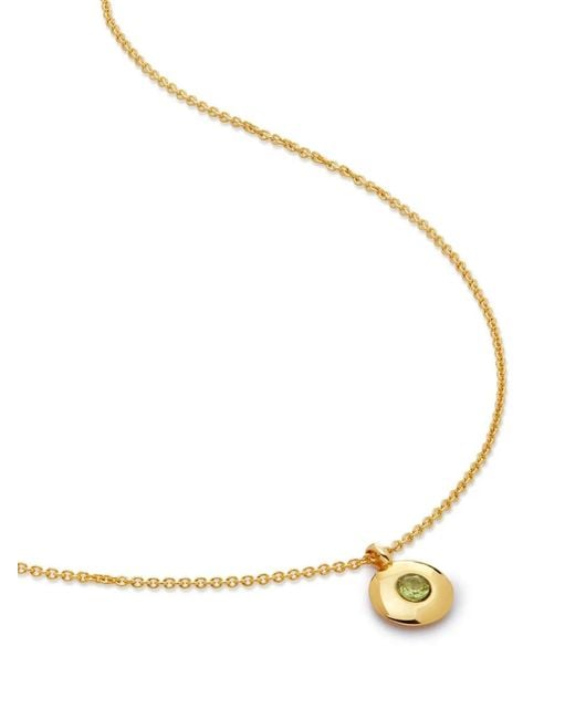 Monica Vinader Metallic 18Kt Recycled Vermeil Birthstone Peridot Pendant Necklace
