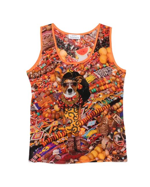 The Artistylist Orange Graphic-Print Sleeveless Top