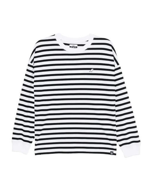 SPORT b. by agnès b. Men's Blue Dino-Embroidered Striped T-Shirt