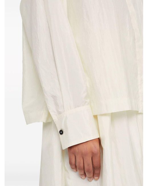 Jil Sander White Long-sleeve Collarless Shirt