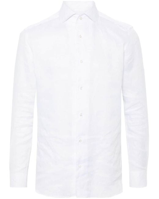 Boggi Leinenhemd mit klassischem Kragen in White für Herren