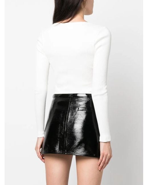 Courreges White Logo-Patch Ribbed Cotton Bodysuit