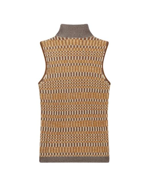 RETORI Brown Micro-Check-Stitch Sleeveless Top