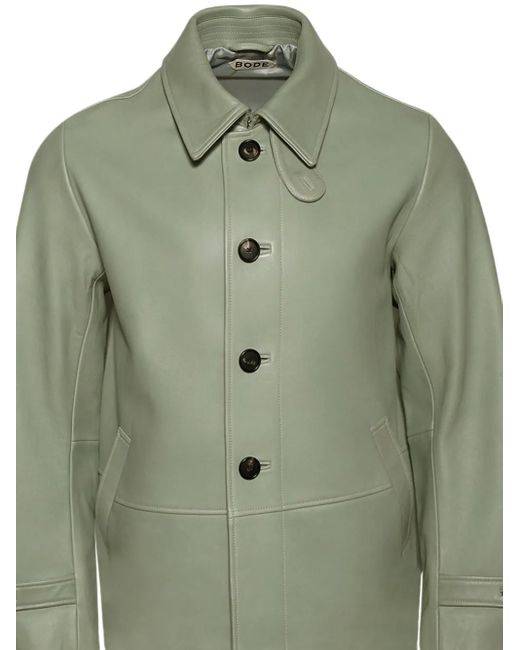 Bode Green Button-Fastening Leather Jacket for men
