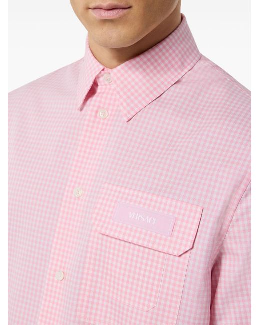 Versace Pink Contrasto Oxford Shirt for men
