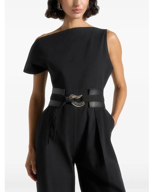 Manière De Voir Black Valerie One-Shoulder Jumpsuit