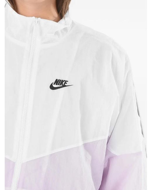 Nike White Logo-Embroidered Zip-Up Jacket
