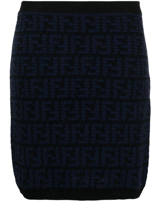 Minifalda con motivo FF Fendi de color Blue