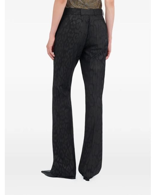 Roberto Cavalli Black Printed Flared Trousers