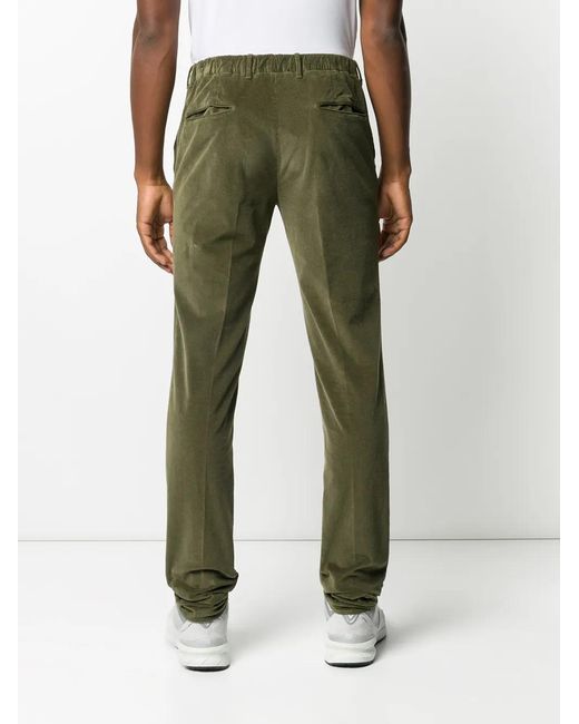 Incotex Green Elasticated Corduroy Trousers for men