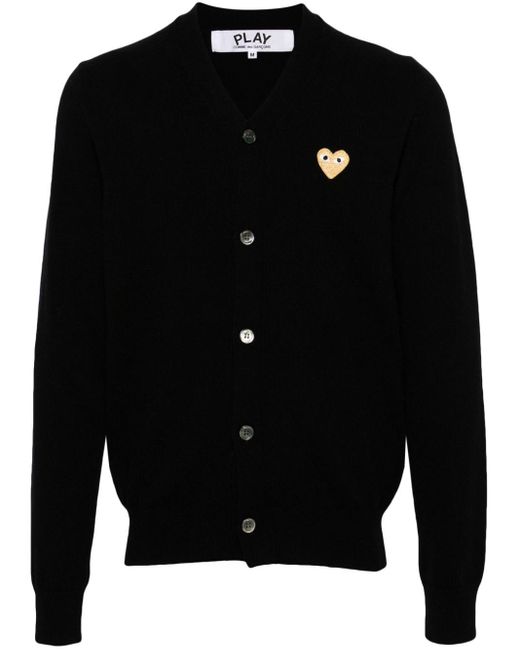 COMME DES GARÇONS PLAY Black Heart-patch Wool Cardigan