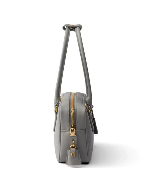Prada サフィアーノレザー バッグ S グレー | Lyst
