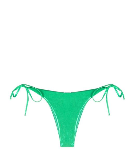 Moschino Green Logo-patch Side-tie Bikini Bottoms