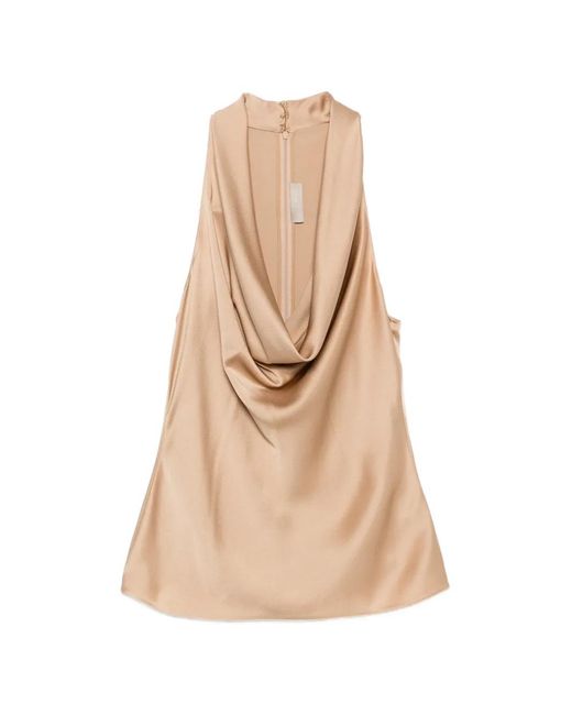 Elie Saab Natural Cowl-Neck Sleeveless Top