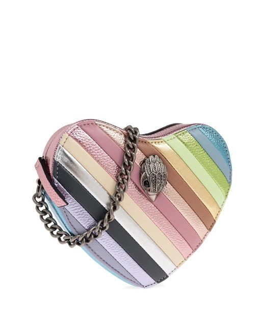Kurt Geiger White Heart Striped Cross Body Bag