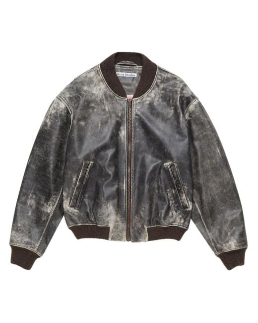 Acne Gray Bleached Leather Jacket for men
