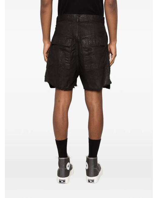 Rick Owens Black Bauhaus Frayed Shorts for men