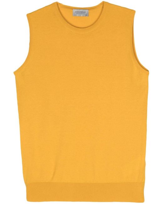 John Smedley Fine-ribbed Cotton Vest Yellow