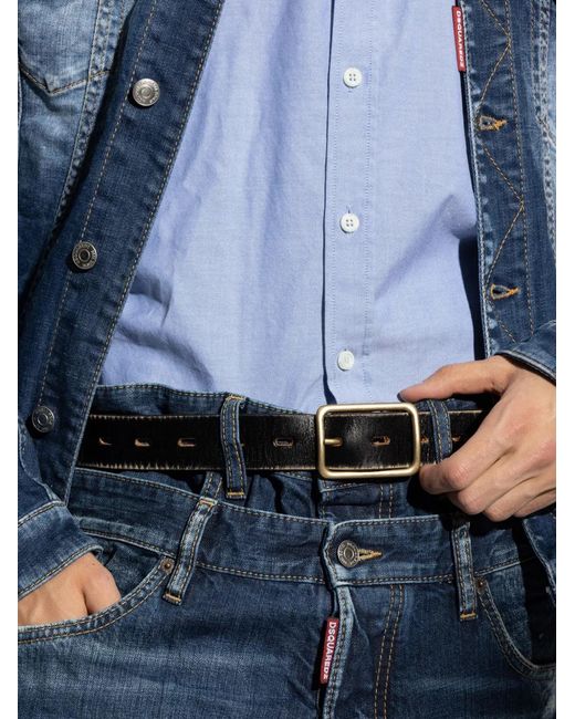 DSquared² Black Buckled Leather Belt for men