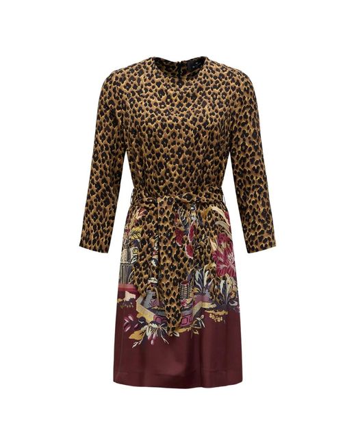 Etro Natural Leopard-Print Belted Mini Dress
