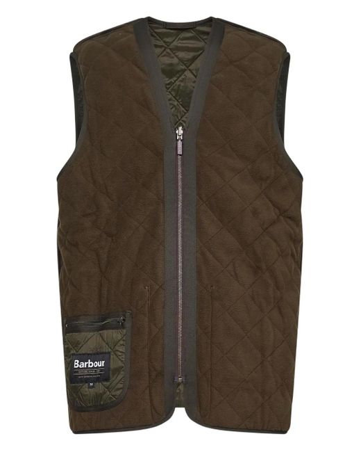 Barbour Green Quilted Zip-Front Gilet for men