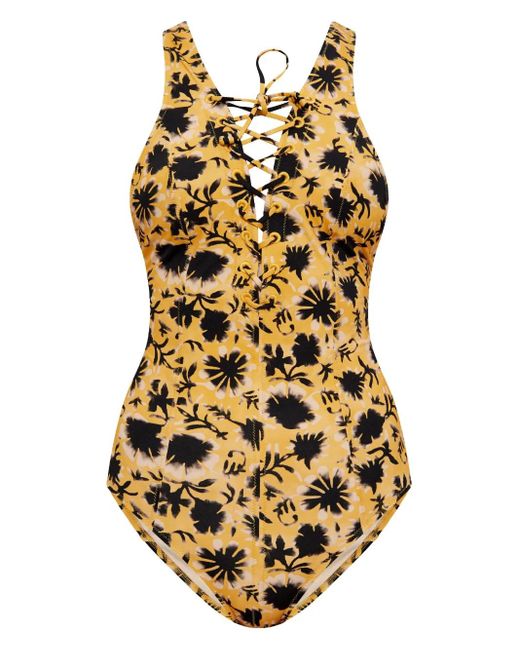 Ulla Johnson Metallic Badeanzug Mit Blumen-Print