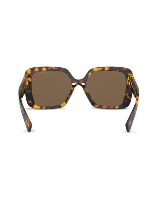 Miu Miu Brown Tortoiseshell-effect Oversize-frame Sunglasses