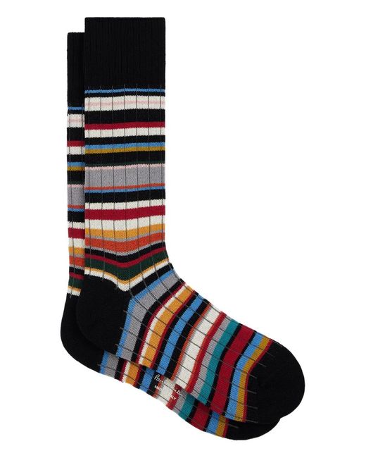 Paul Smith Black Chaussettes En Coton À Rayures for men