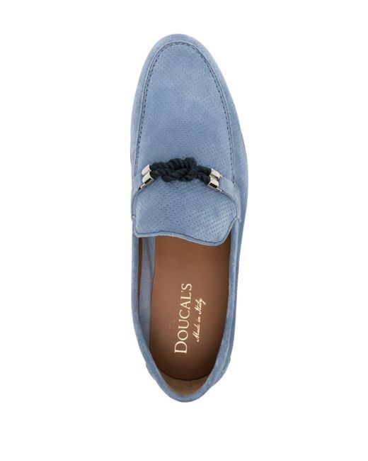 Doucal's Perforierte Loafer aus Wildleder in Blue für Herren