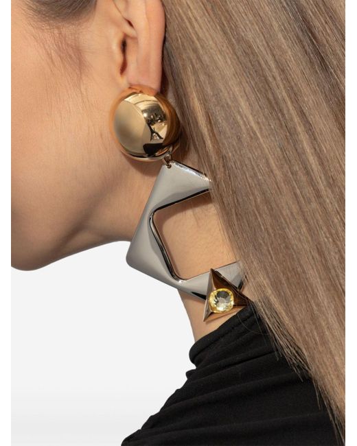 Saint Laurent Metallic Geometric Pendant Clip-on Earrings