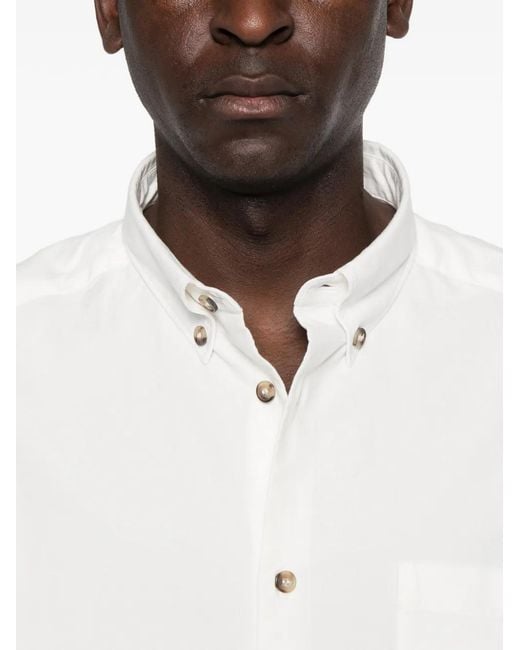 A.P.C. White Button-Down Pocket Shirt for men